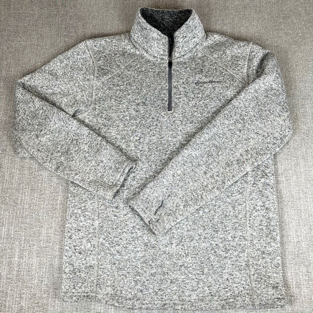 Eddie Bauer Mens M Radiator Fleece 1/4 Zip Pullover Charcoal Sweater Gray